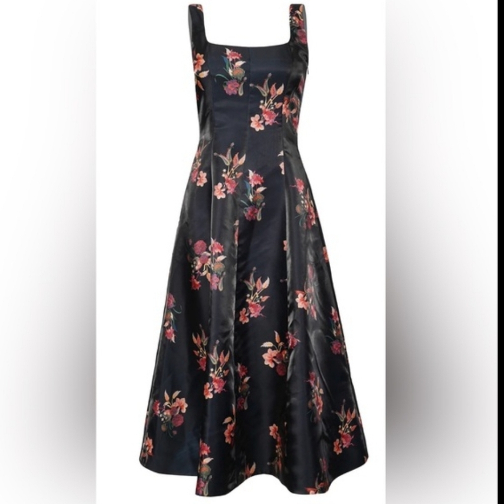 💝 La Fuori 100% Silk Floral Black Dress Women’s size small. - Picture 12 of 12